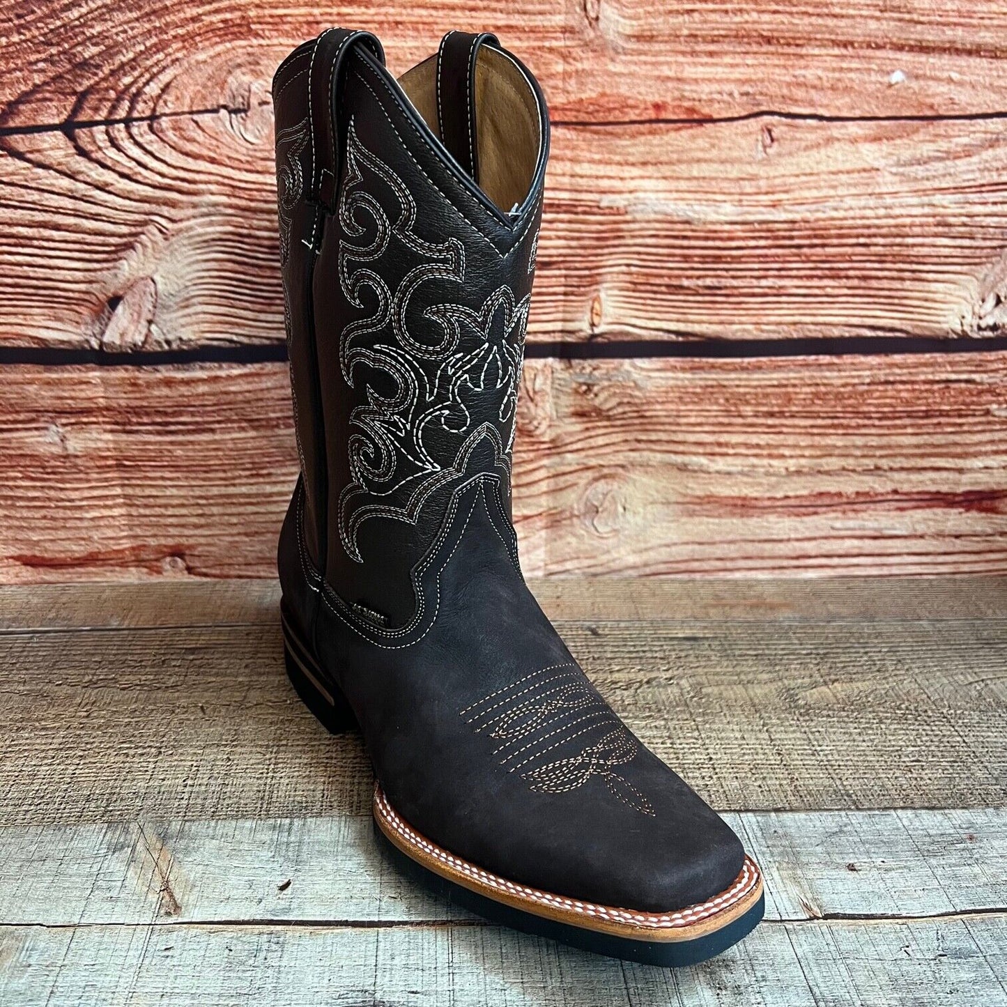 Botas vaqueras de cuero genuino para hombre, estilo bulldog occidental, de 380 libras, estilo tejano