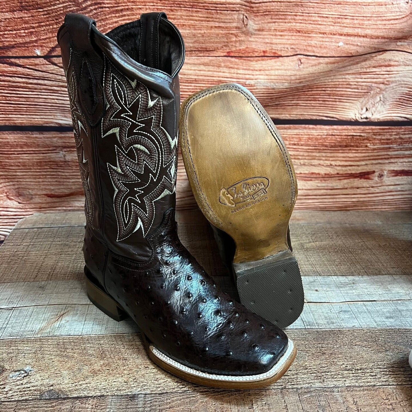 Botas vaqueras de piel con estampado de avestruz estilo western para hombre con punta cuadrada, 380 quilates, Texana Avestruz