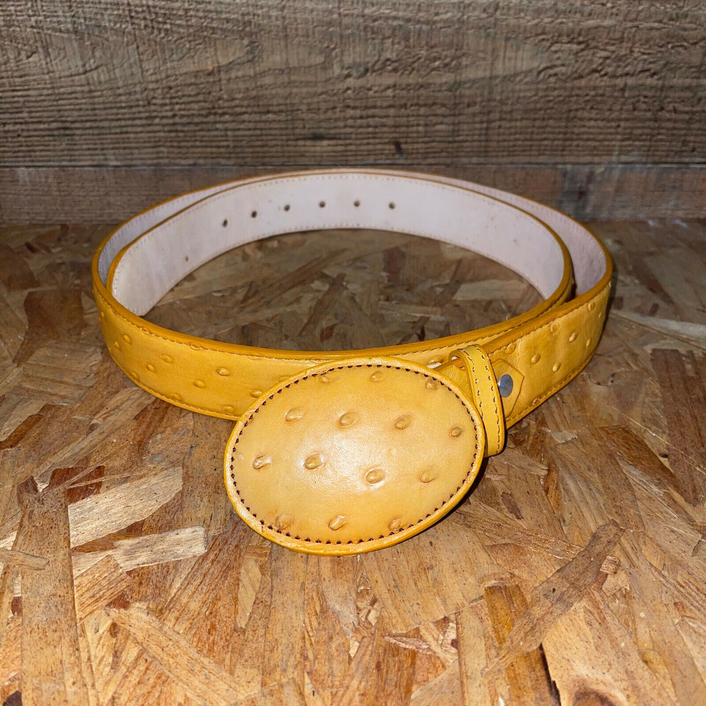 Men's Western Cowboy Genuine Cow Leather Ostrich Print Belt Round Buckle Cinto Avestruz Hebilla Redonda