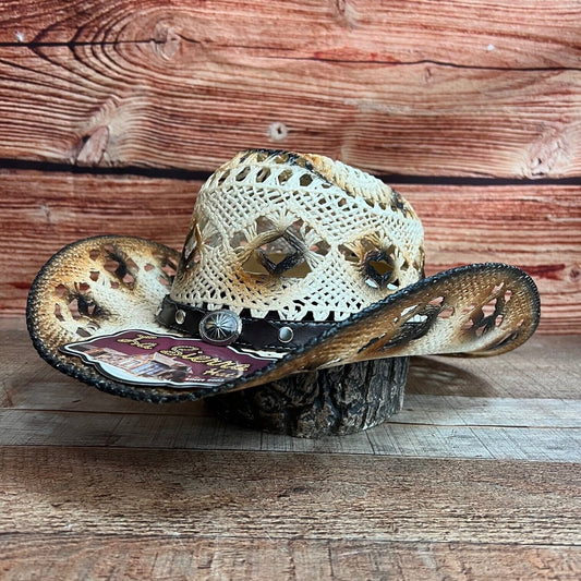 Sombrero de Paja Occidental Sombrero Ancho con Forma de Taco Sombrero Tejido Rodeo