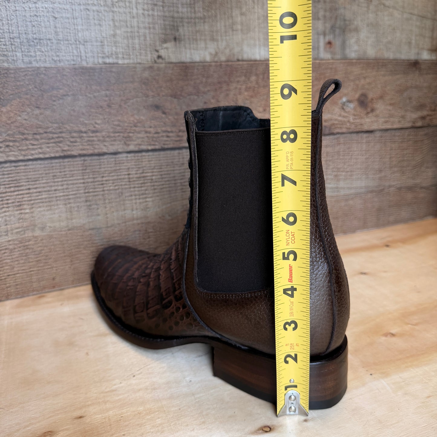 Men's Western Cowboy Side Zipper Genuine Leather with Cayman Print Dubai Toe short Boots Est.265 Cayman Cierre Horma Dubai