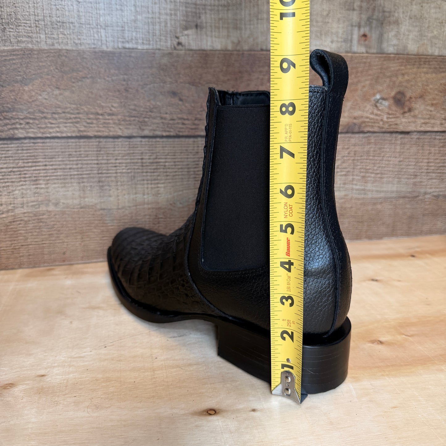 Men's Western Cowboy Side Zipper Genuine Leather with Cayman Print Dubai Toe short Boots Est.265 Cayman Cierre Horma Dubai