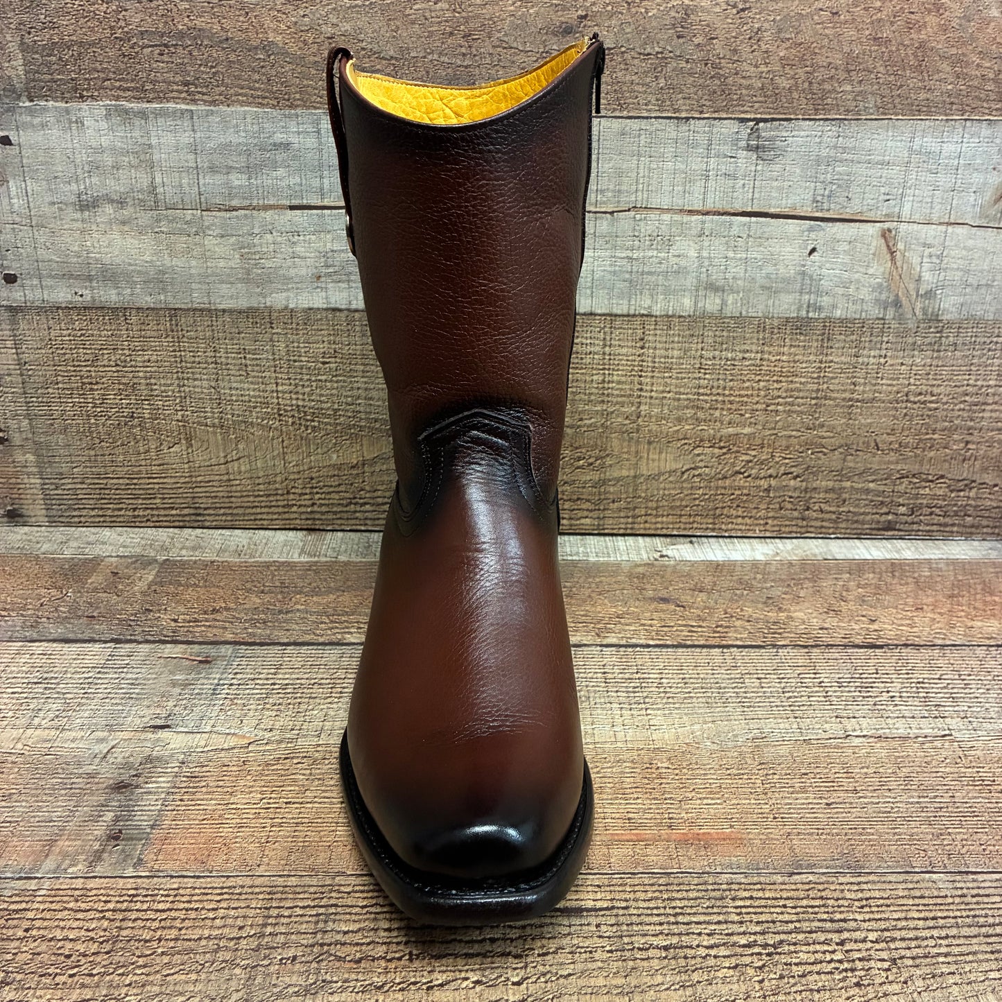Men's Cowboy Set: Wester Zipper Genuine American Deer Leather Boots Dubai Toe Est. 264 Brandy with Belt