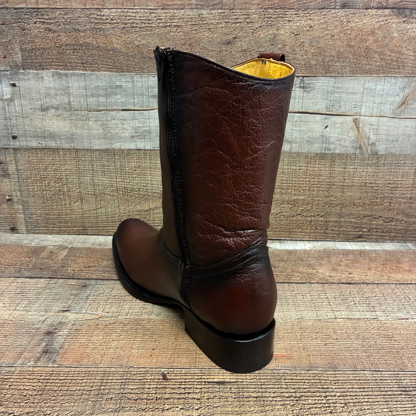 Men's Cowboy Set: Wester Zipper Genuine American Deer Leather Boots Dubai Toe Est. 264 Brandy with Belt