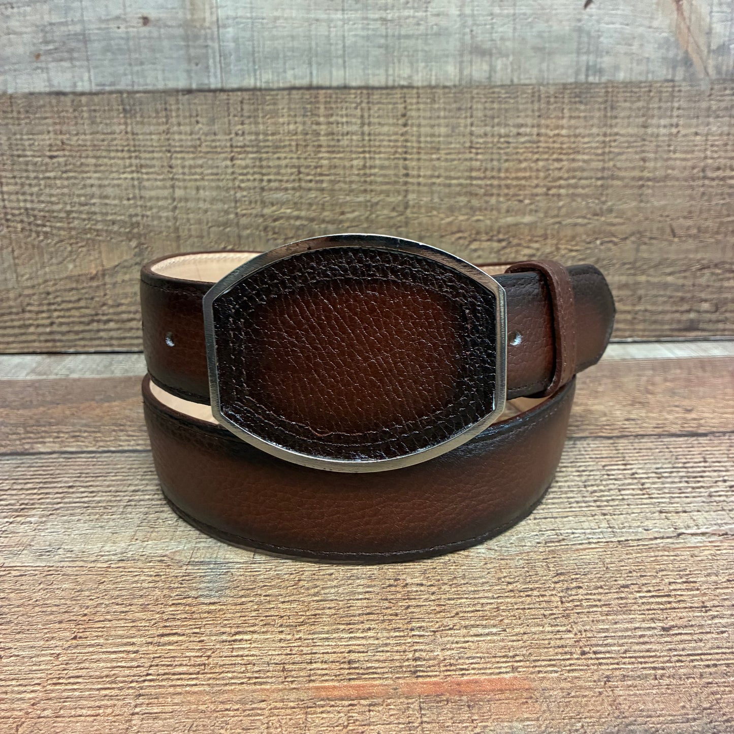 Men's Cowboy Set: Wester Zipper Genuine American Deer Leather Boots Dubai Toe Est. 264 Brandy with Belt