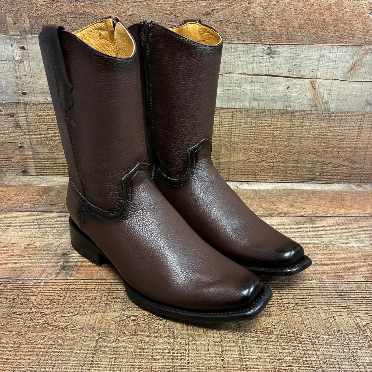 Men's Western Cowboy Zipper Genuine American Deer Leather Boots Dubai Toe Est. 264
