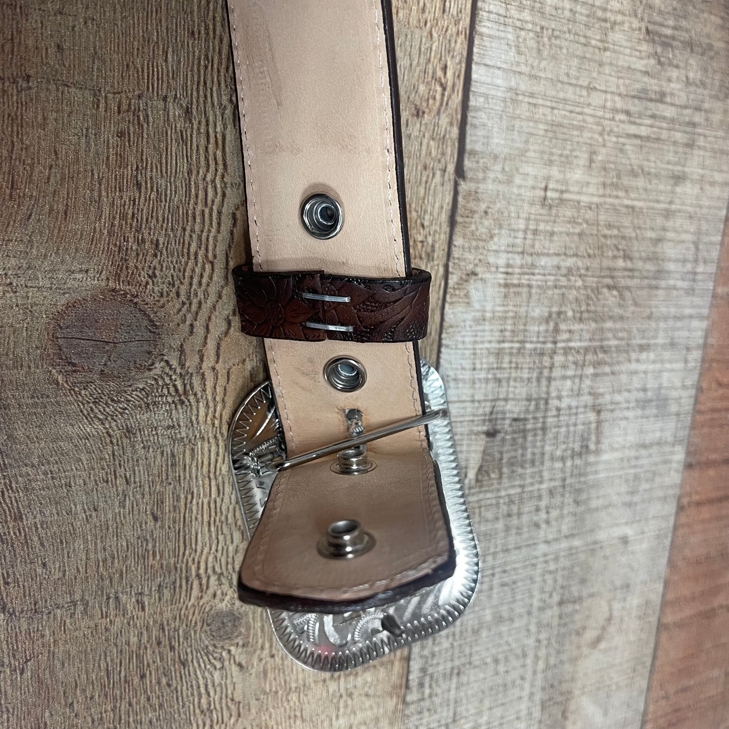 Women's Western Cowgirl Genuine Leather Belt Square Buckle with Rhinestones Chiseled Floral Laser