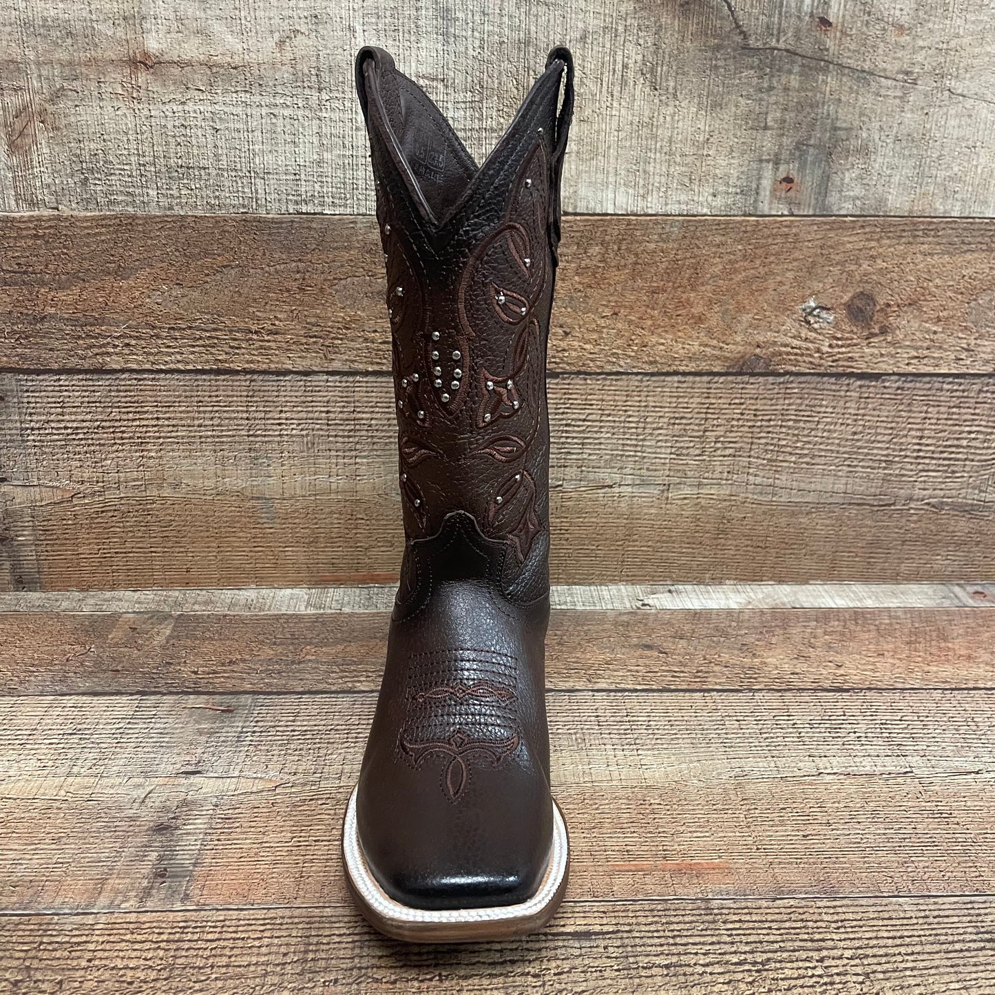 Women's Western Genuine Leather Square Toe Cowgirl Brown Boots Handmade in Mexico Est.116