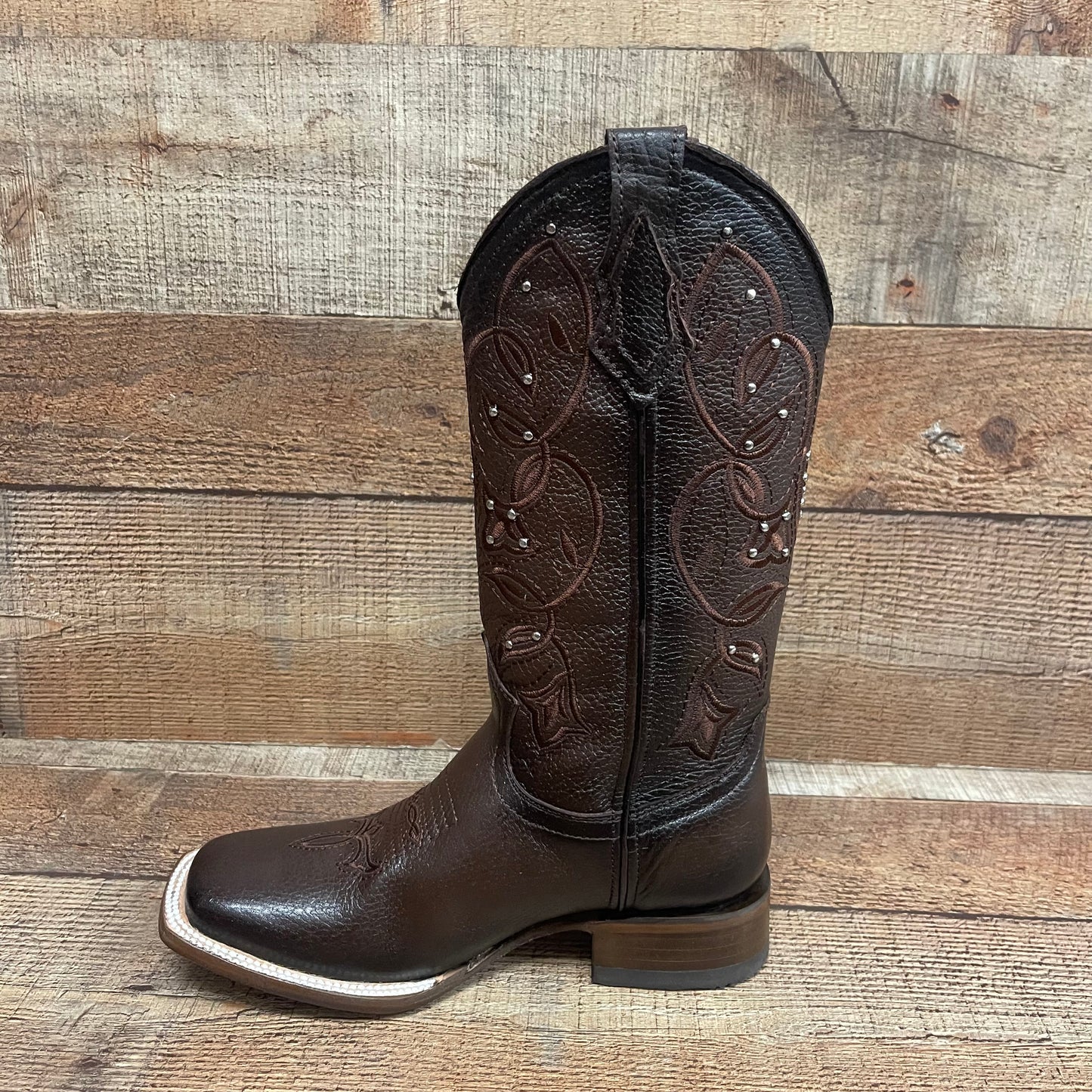Women's Western Genuine Leather Square Toe Cowgirl Brown Boots Handmade in Mexico Est.116
