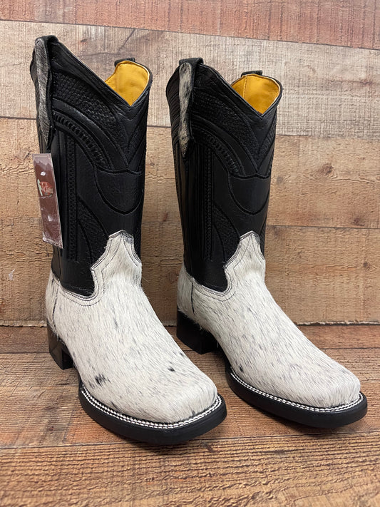 Women's Western Cowgirl Genuine Cowhide Leather and Genuine Cow Hair Boots Handmade in Mexico Est.844 Pelo de Vaca