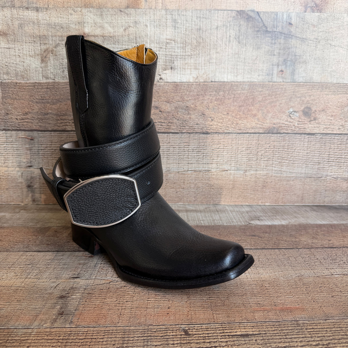 Men's Cowboy Set: Wester Zipper Genuine American Deer Leather Boots Dubai Toe Est. 264 Brandy with Belt