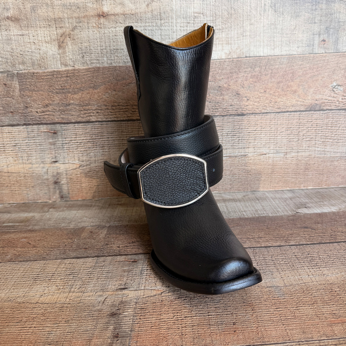 Men's Cowboy Set: Wester Zipper Genuine American Deer Leather Boots Dubai Toe Est. 264 Brandy with Belt