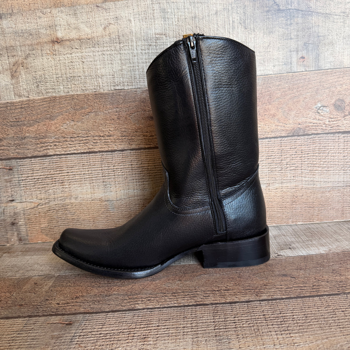 Men's Cowboy Set: Wester Zipper Genuine American Deer Leather Boots Dubai Toe Est. 264 Brandy with Belt
