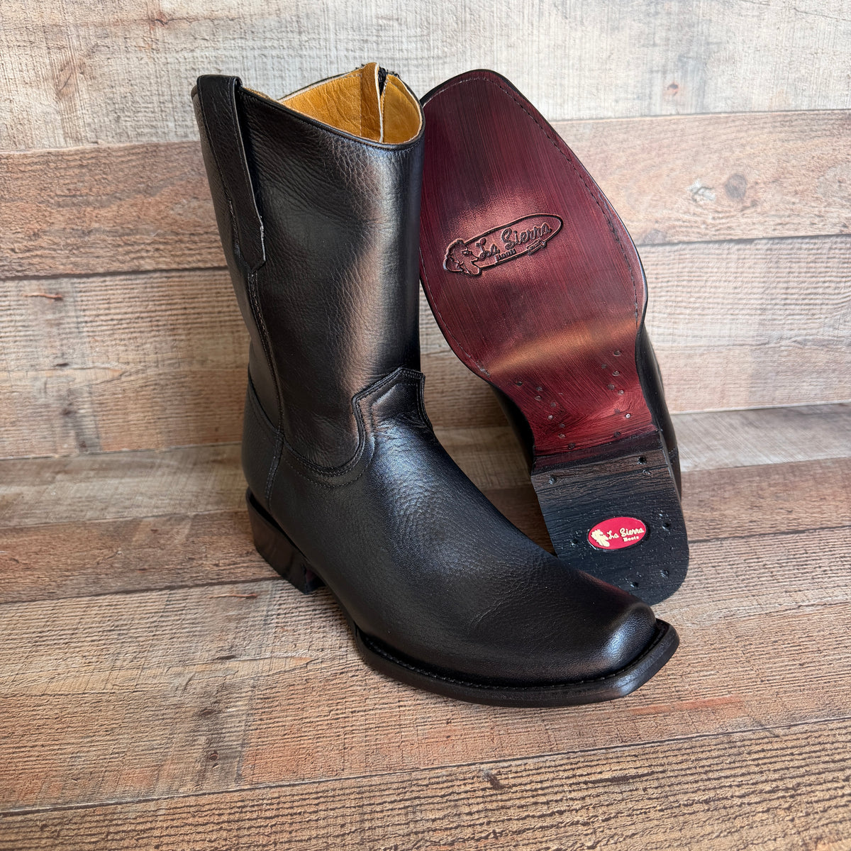 Men's Cowboy Set: Wester Zipper Genuine American Deer Leather Boots Dubai Toe Est. 264 Brandy with Belt