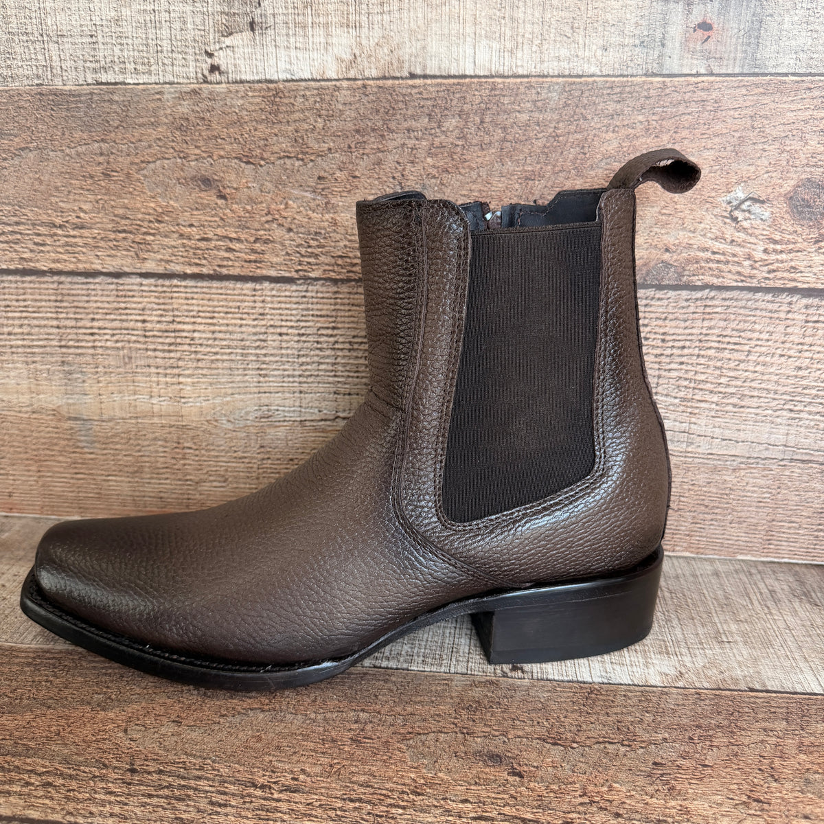 Men's Cowboy Set: Wester Zipper Genuine Cowhide Leather boots with American Deer Print Dubai Toe Est. 166 venado with Belt