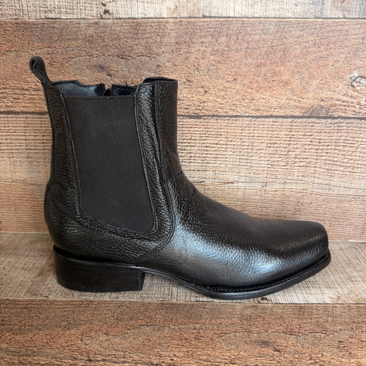 Men's Cowboy Set: Wester Zipper Genuine Cowhide Leather boots with American Deer Print Dubai Toe Est. 166 venado with Belt