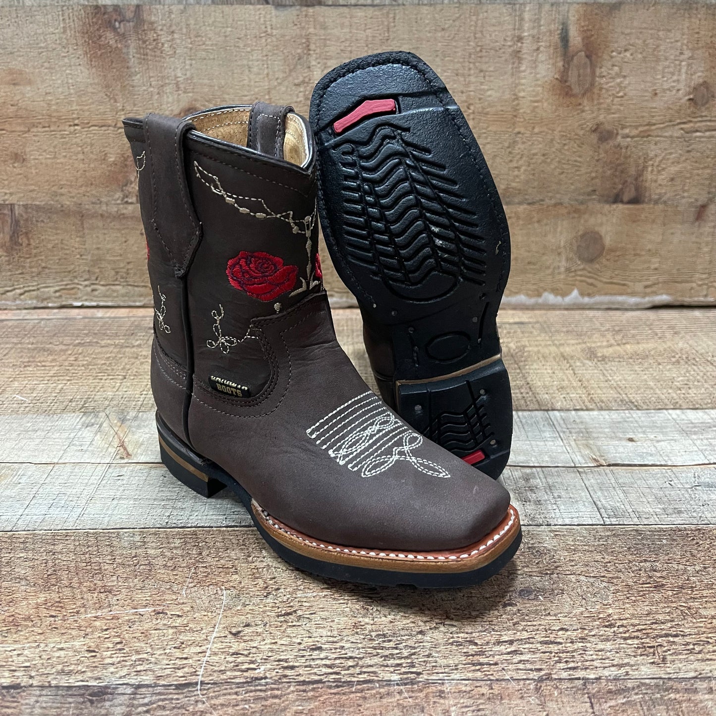 Girl's Rodeo Cowgirl Red Flowers Boots Zipper Est.706 Nina Rosas