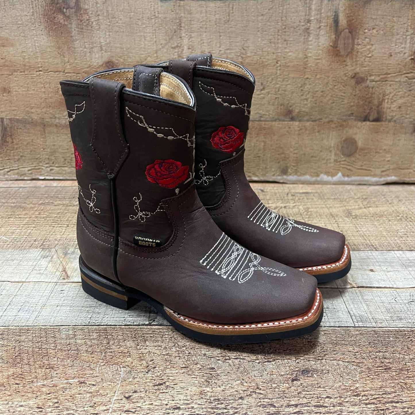 Girl's Rodeo Cowgirl Red Flowers Boots Zipper Est.706 Nina Rosas