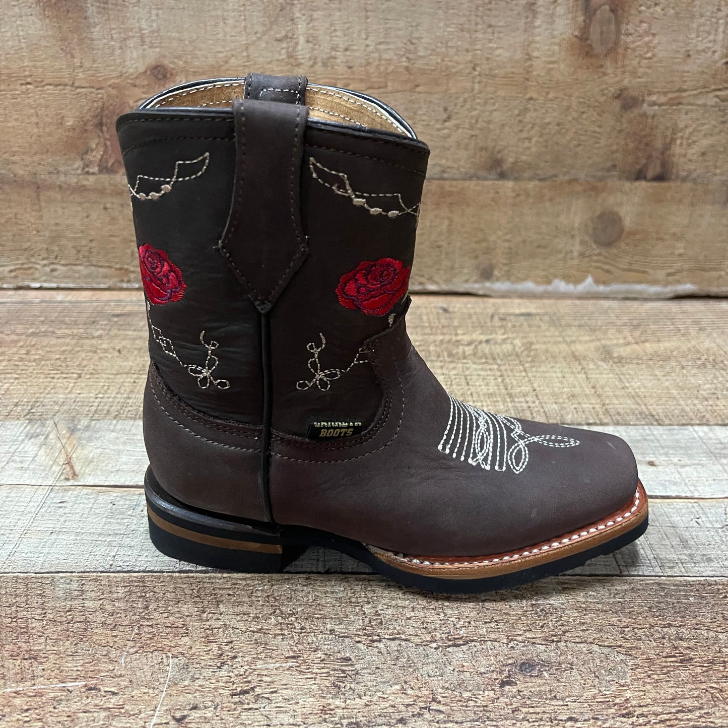 Girl's Rodeo Cowgirl Red Flowers Boots Zipper Est.706 Nina Rosas