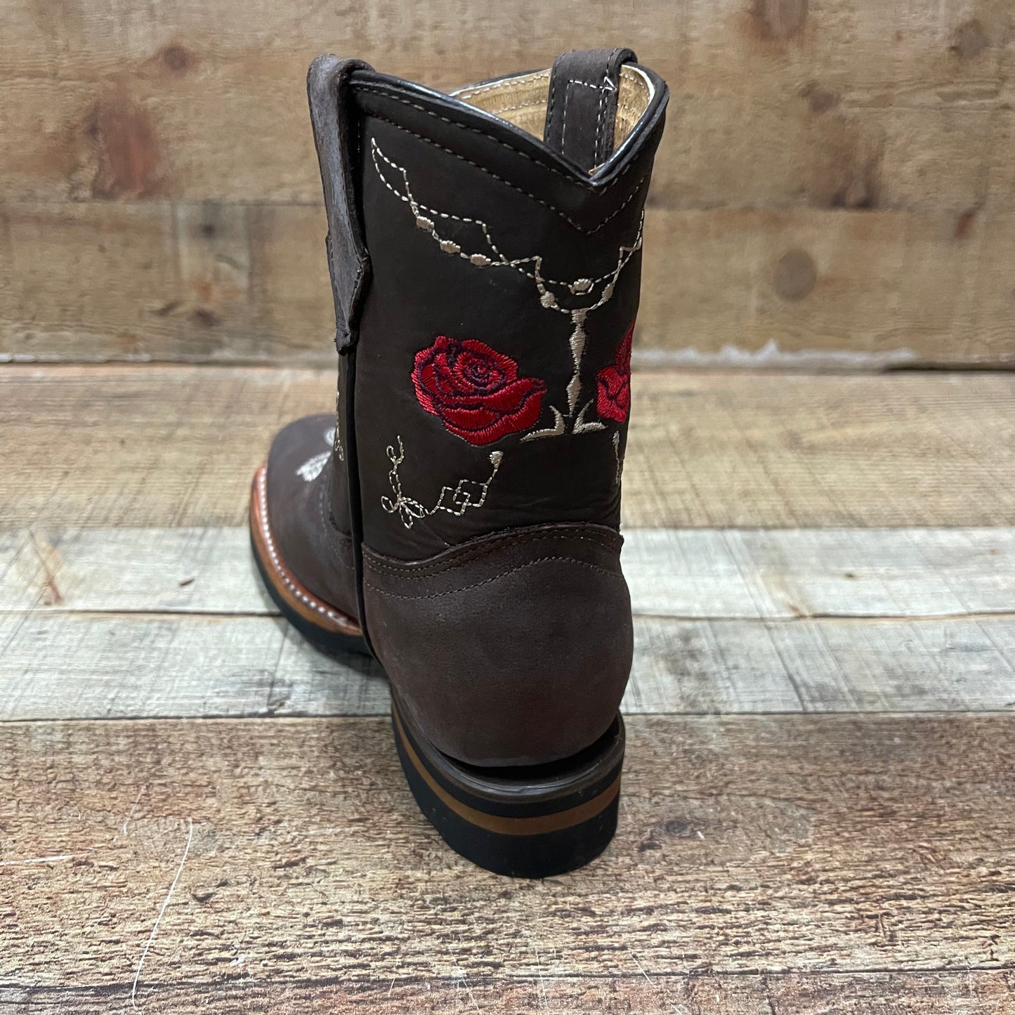 Girl's Rodeo Cowgirl Red Flowers Boots Zipper Est.706 Nina Rosas