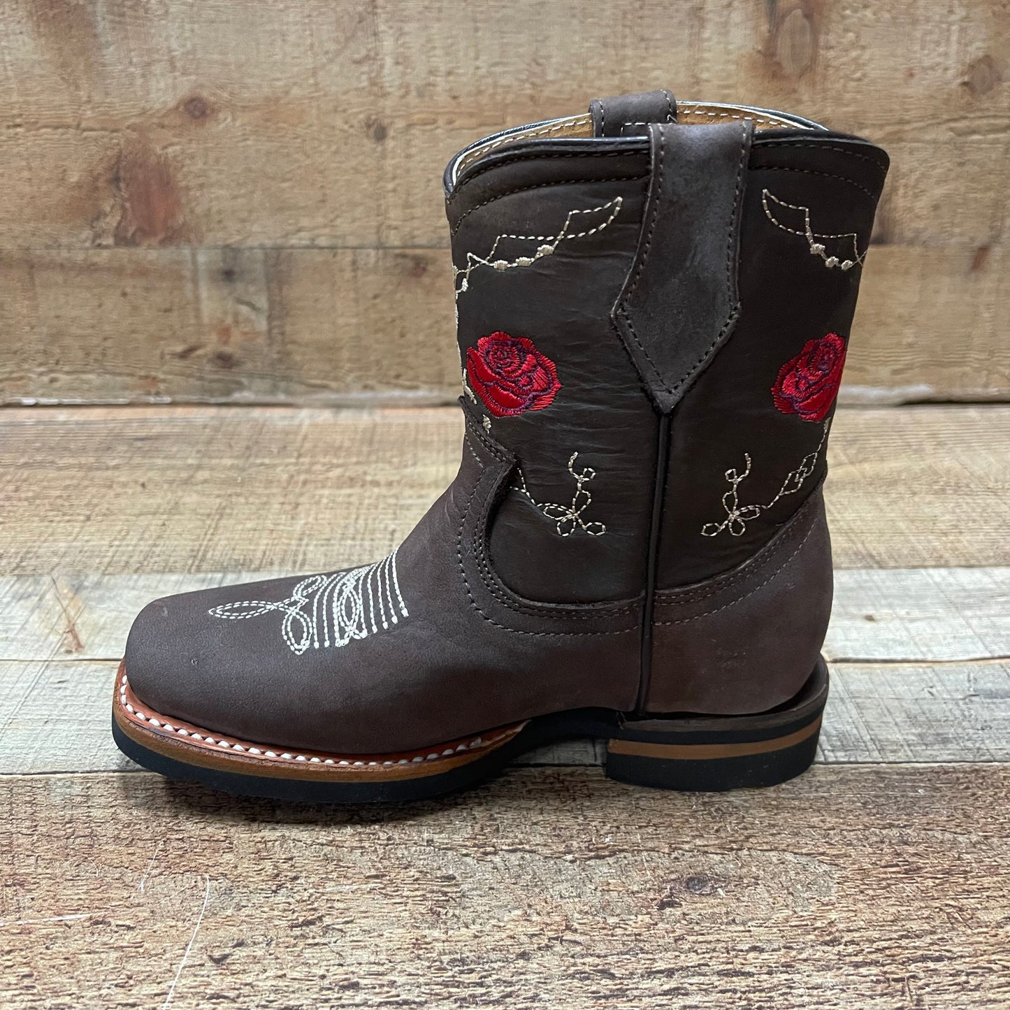 Girl's Rodeo Cowgirl Red Flowers Boots Zipper Est.706 Nina Rosas