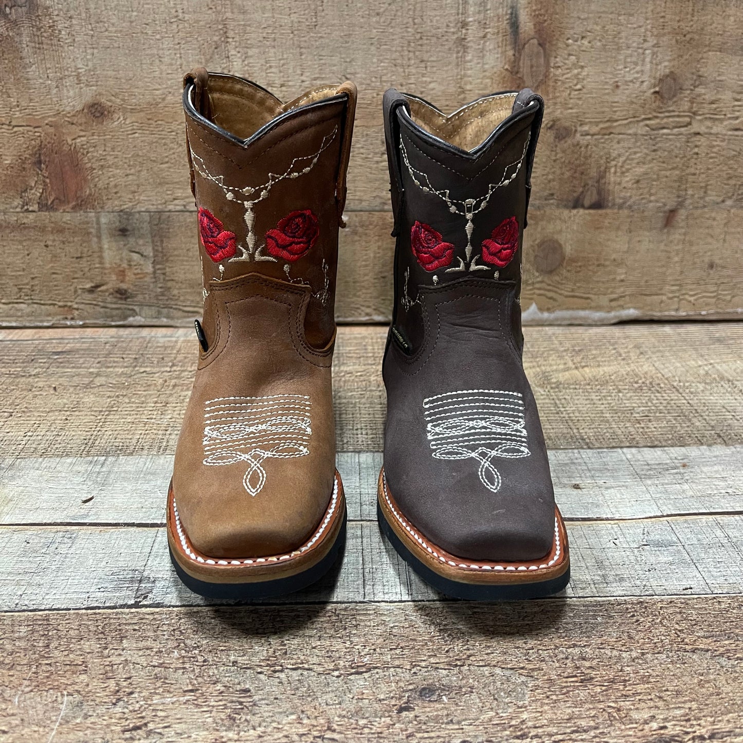 Girl's Rodeo Cowgirl Red Flowers Boots Zipper Est.706 Nina Rosas