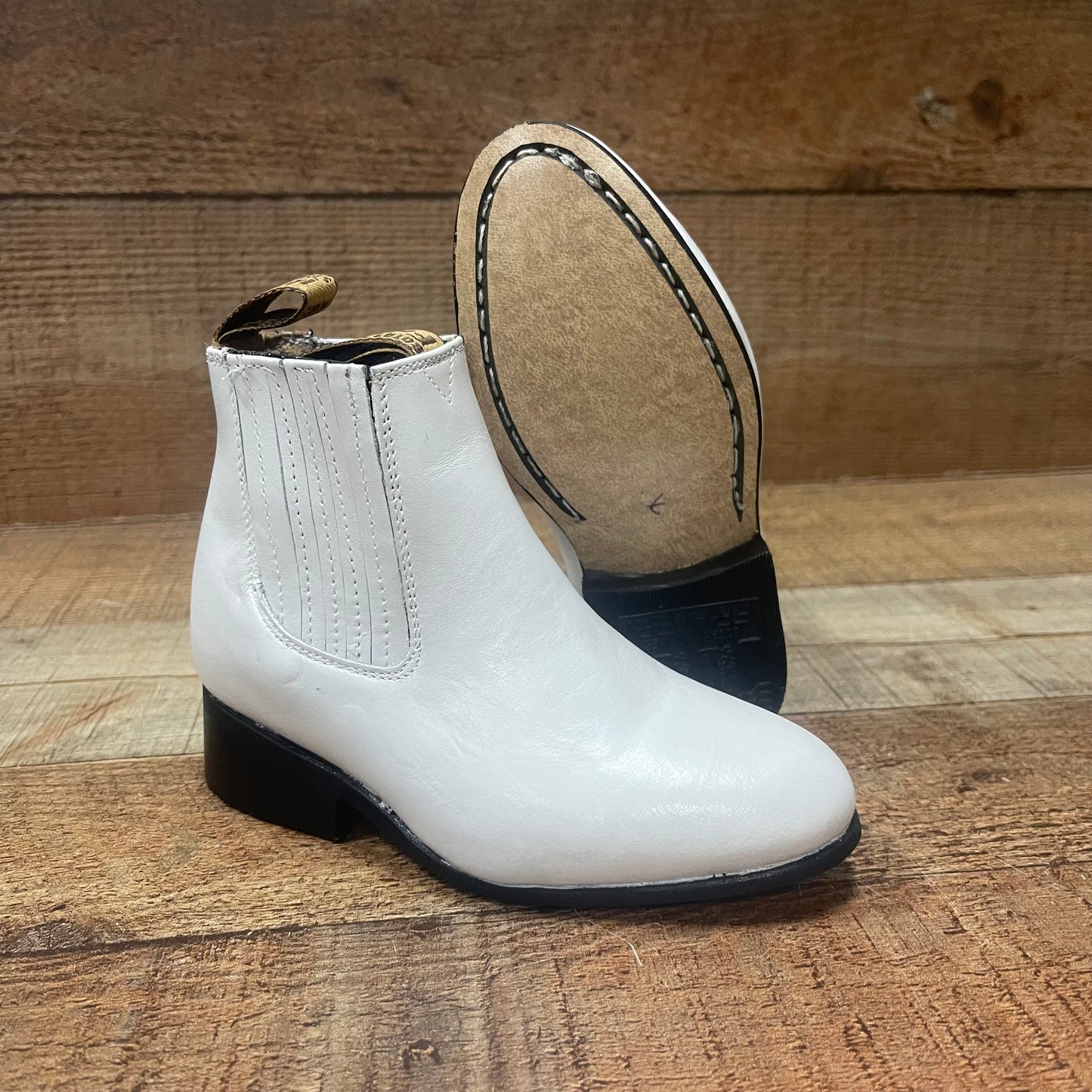 Kid's Cowboy Leather Half Boots Western Rodeo Leather Sole Est.3000 Botin Charro Napa Suela Cuero Nino