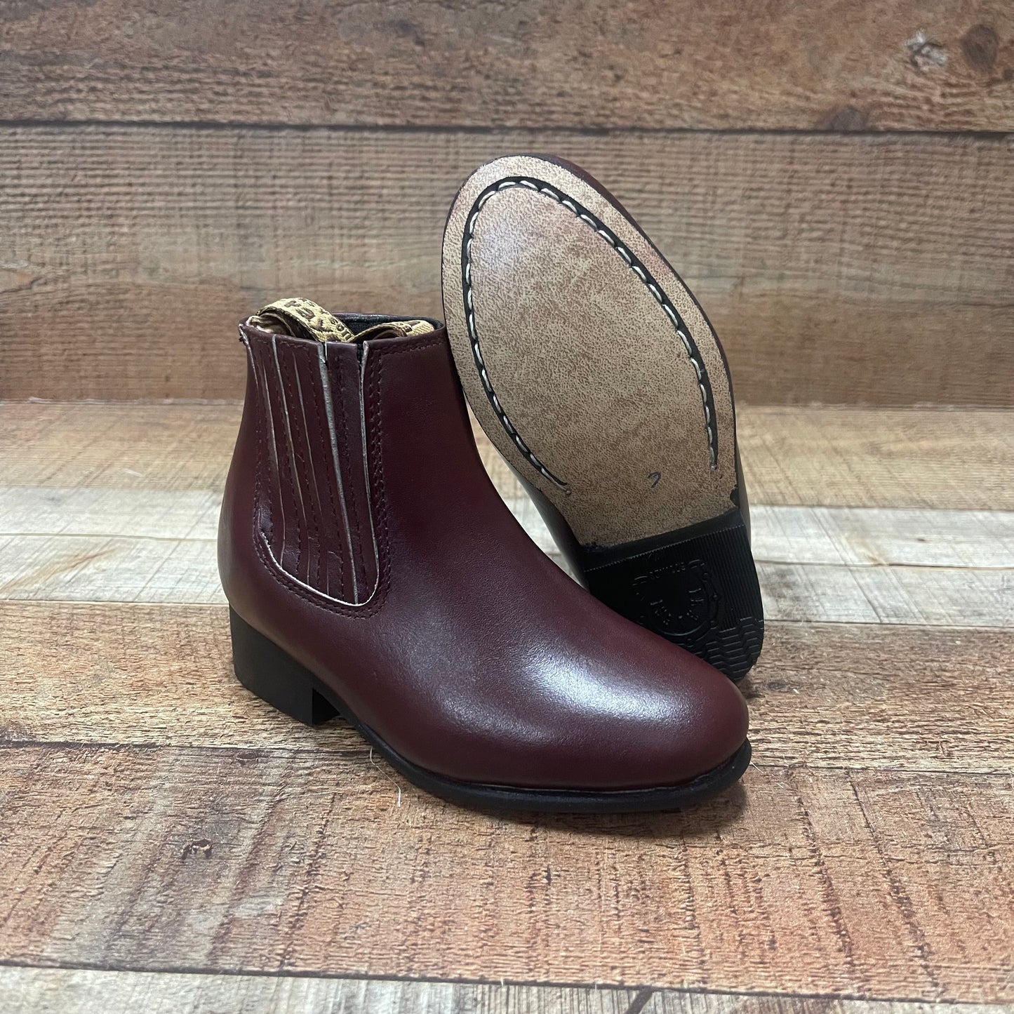 Kid's Cowboy Leather Half Boots Western Rodeo Leather Sole Est.3000 Botin Charro Napa Suela Cuero Nino