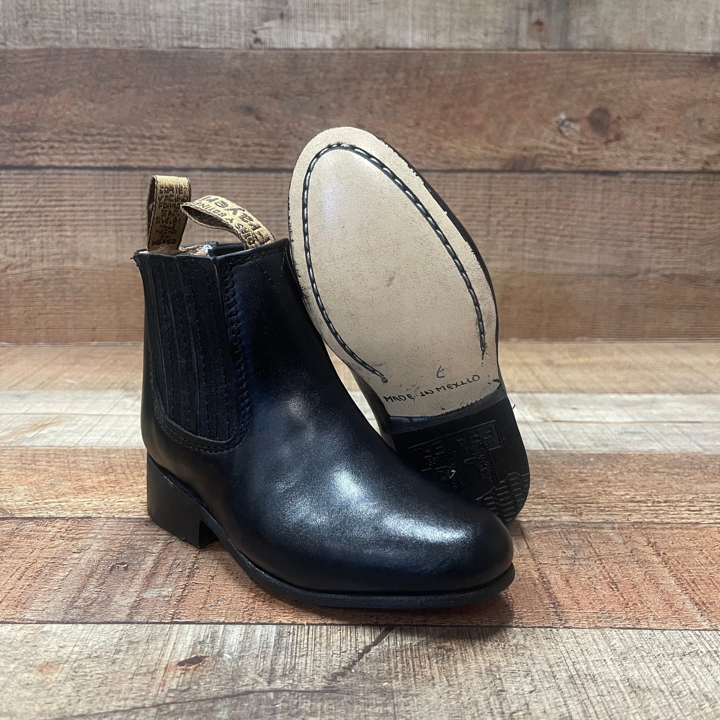 Kid's Cowboy Leather Half Boots Western Rodeo Leather Sole Est.3000 Botin Charro Napa Suela Cuero Nino
