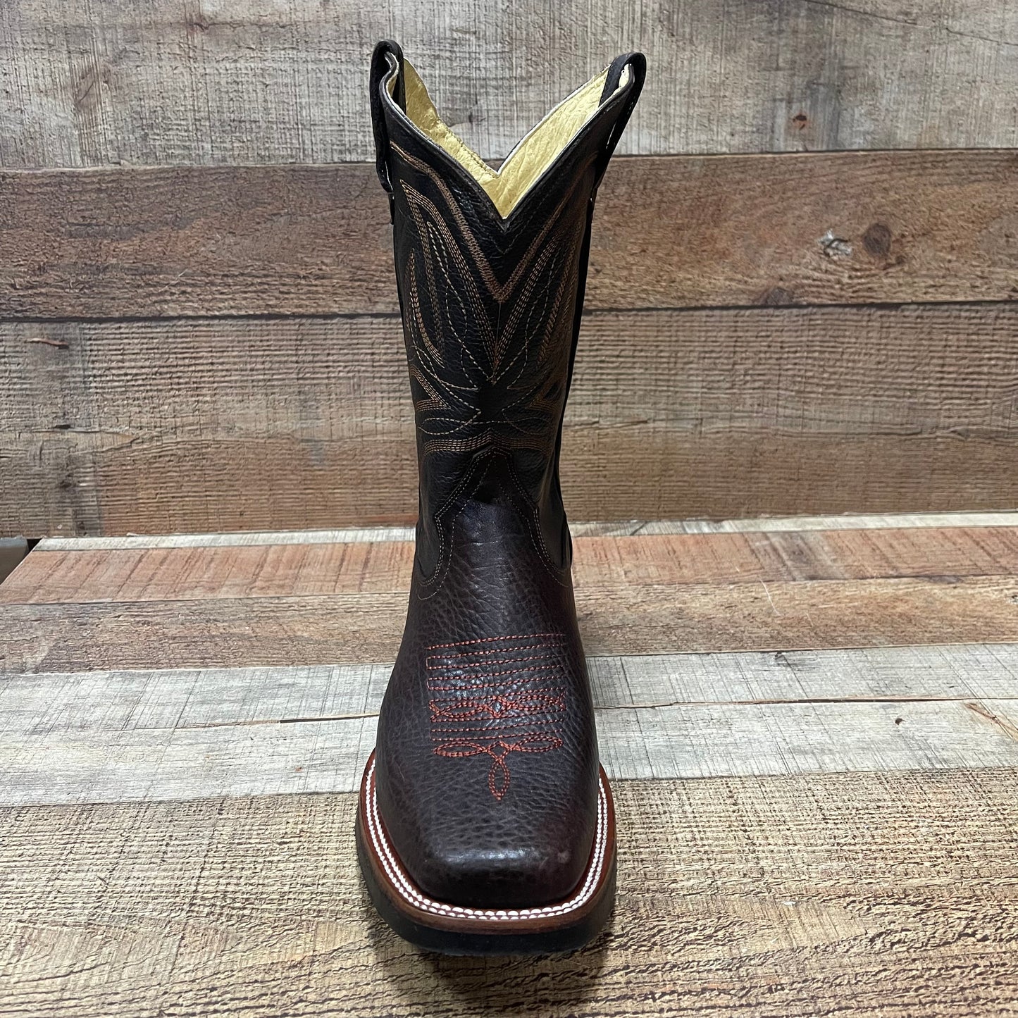 Men's Western Cowboy Rodeo Square Toe Genuine Leather Boot Bota Vaquera Est.721 Shoulder