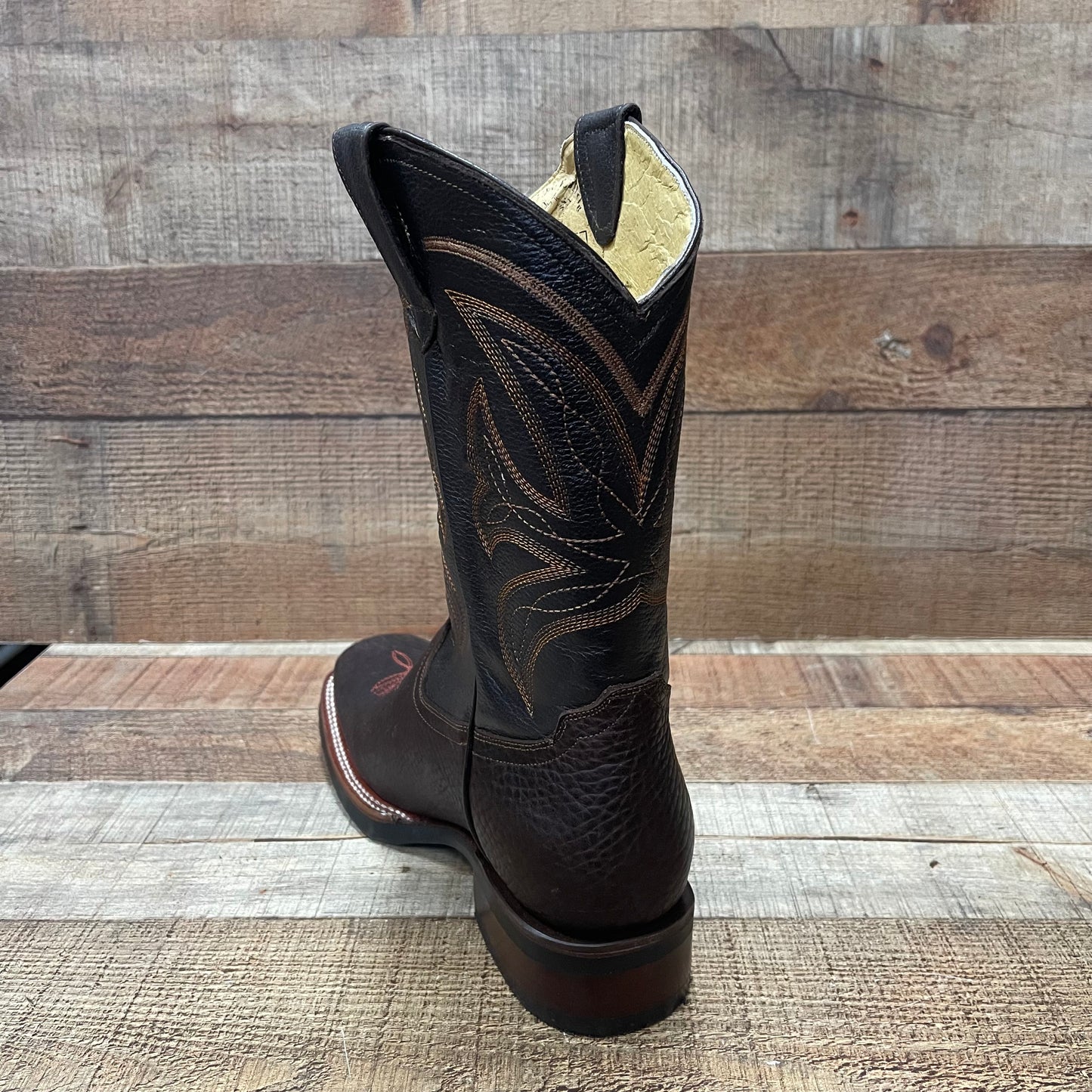 Men's Western Cowboy Rodeo Square Toe Genuine Leather Boot Bota Vaquera Est.721 Shoulder