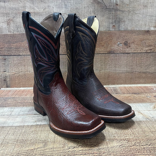 Men's Western Cowboy Rodeo Square Toe Genuine Leather Boot Bota Vaquera Est.721 Shoulder