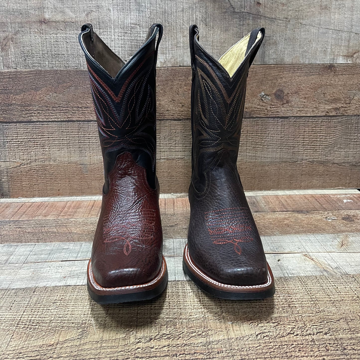 Men's Western Cowboy Rodeo Square Toe Genuine Leather Boot Bota Vaquera Est.721 Shoulder