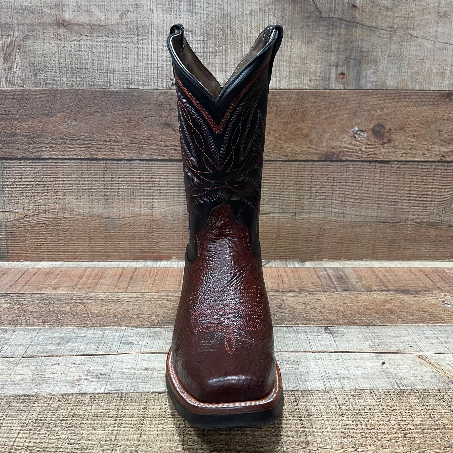 Men's Western Cowboy Rodeo Square Toe Genuine Leather Boot Bota Vaquera Est.721 Shoulder
