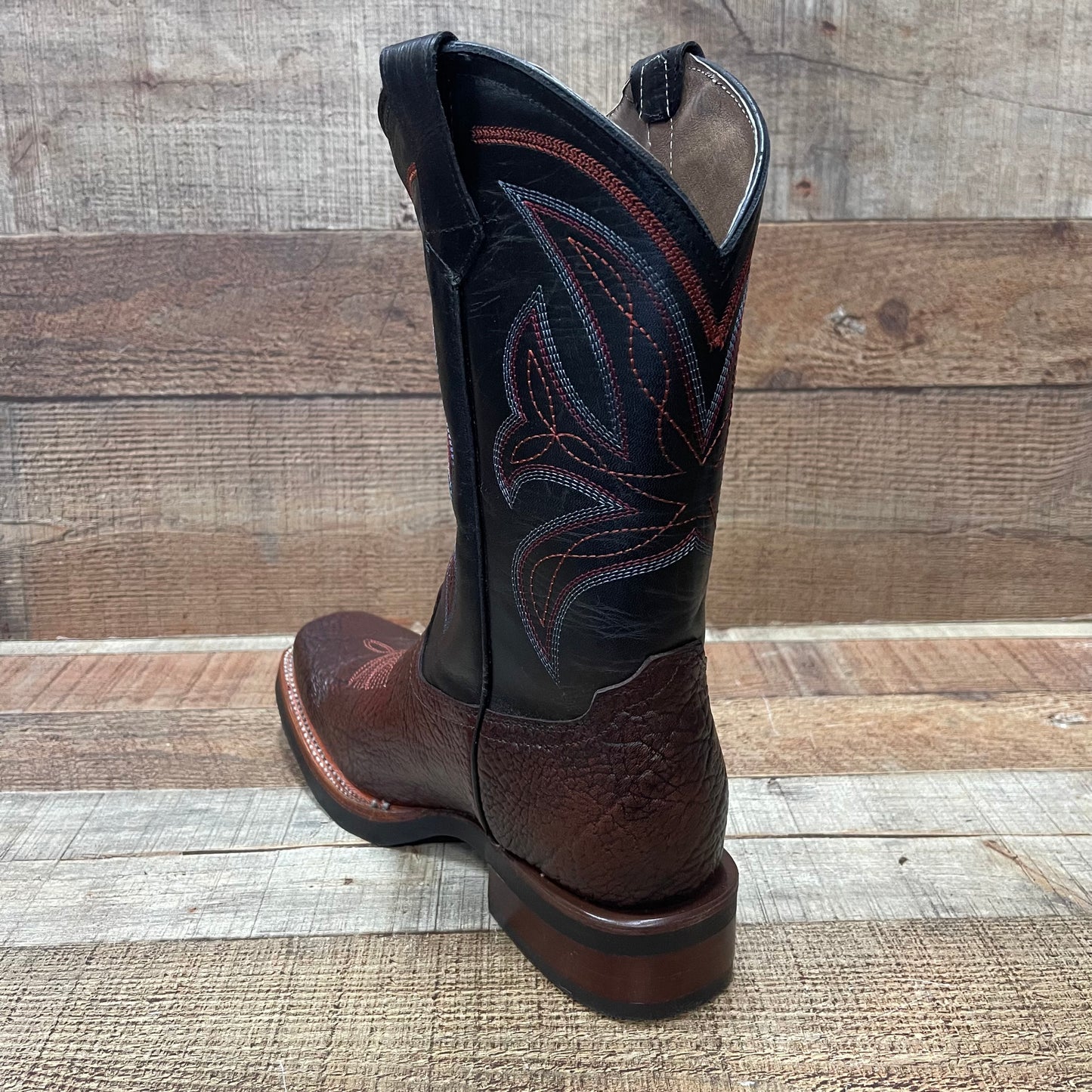 Men's Western Cowboy Rodeo Square Toe Genuine Leather Boot Bota Vaquera Est.721 Shoulder