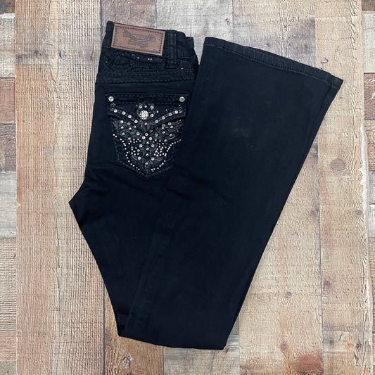 Women's Cowgirl Western Black Jeans Pantalón Dama Negro Corte Vaquero