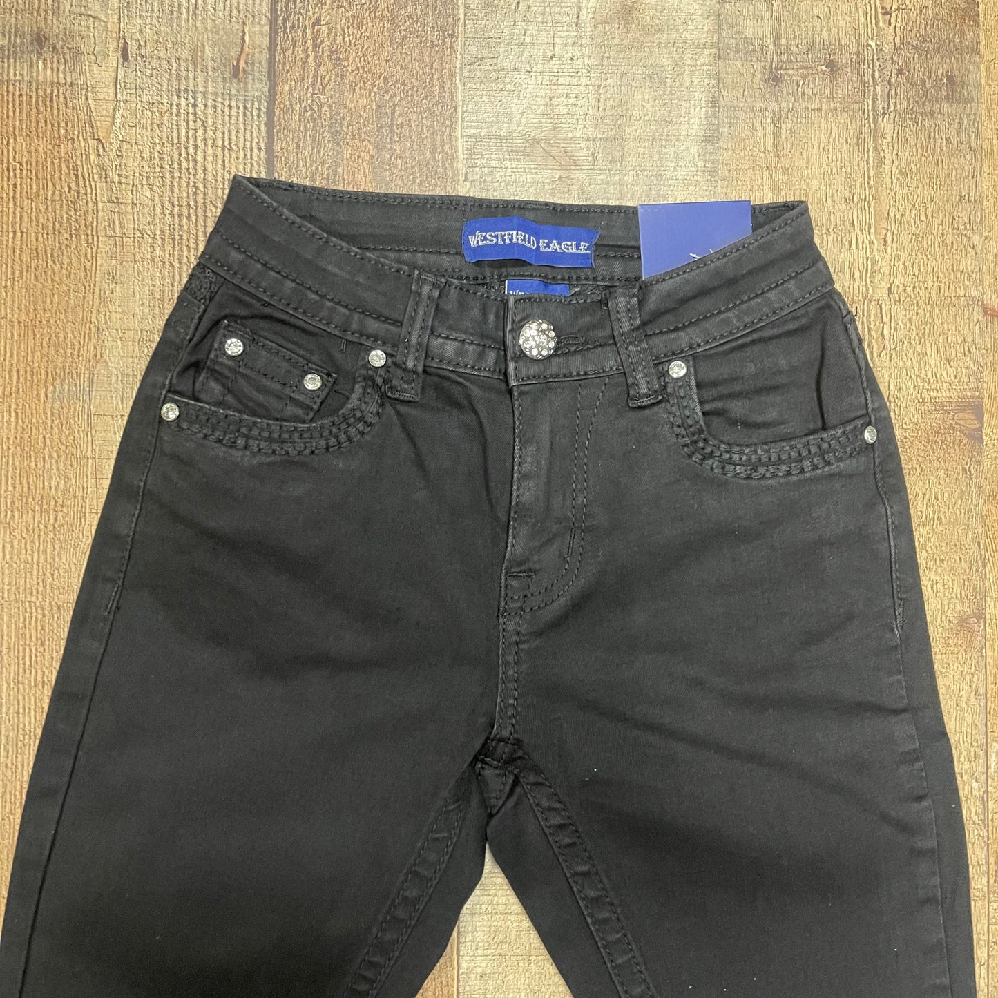 Women's Cowgirl Western Black Jeans Pantalón Dama Negro Corte Vaquero