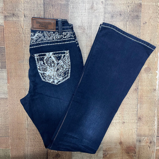 Women's Cowgirl Western Blue Jeans Pantalón Dama Mezclilla Corte Vaquero