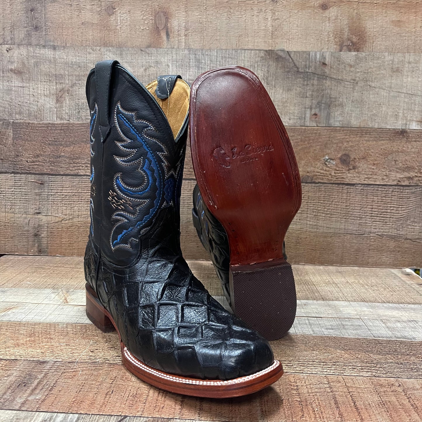 Men's Cowboy Western Fish Print Square Toe Boots Botas de Pescado Est. 722/700 Piraruco