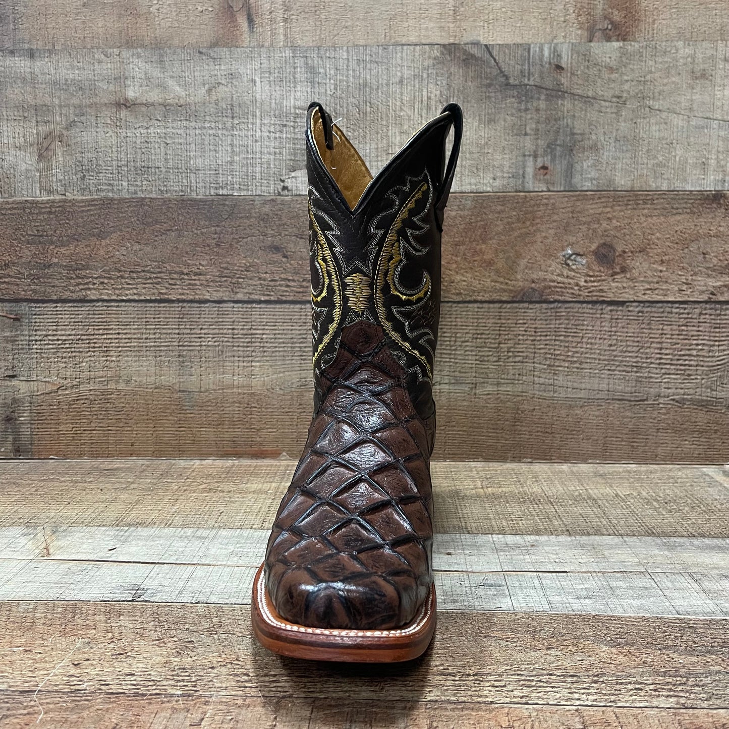 Men's Cowboy Western Fish Print Square Toe Boots Botas de Pescado Est. 722/700 Piraruco