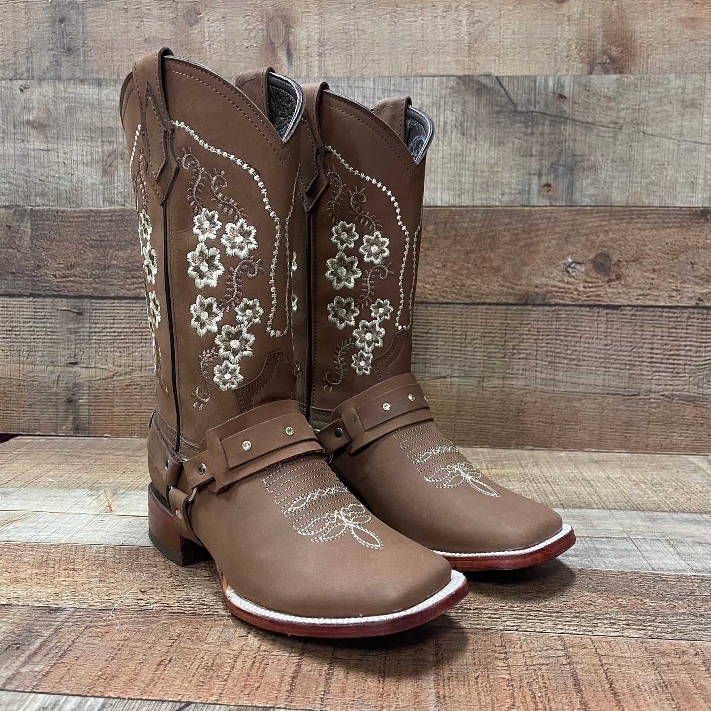 Women's Western Cowgirl Genuine Leather Boots With Detachable Harness Bota Vaquera Dama Est.100