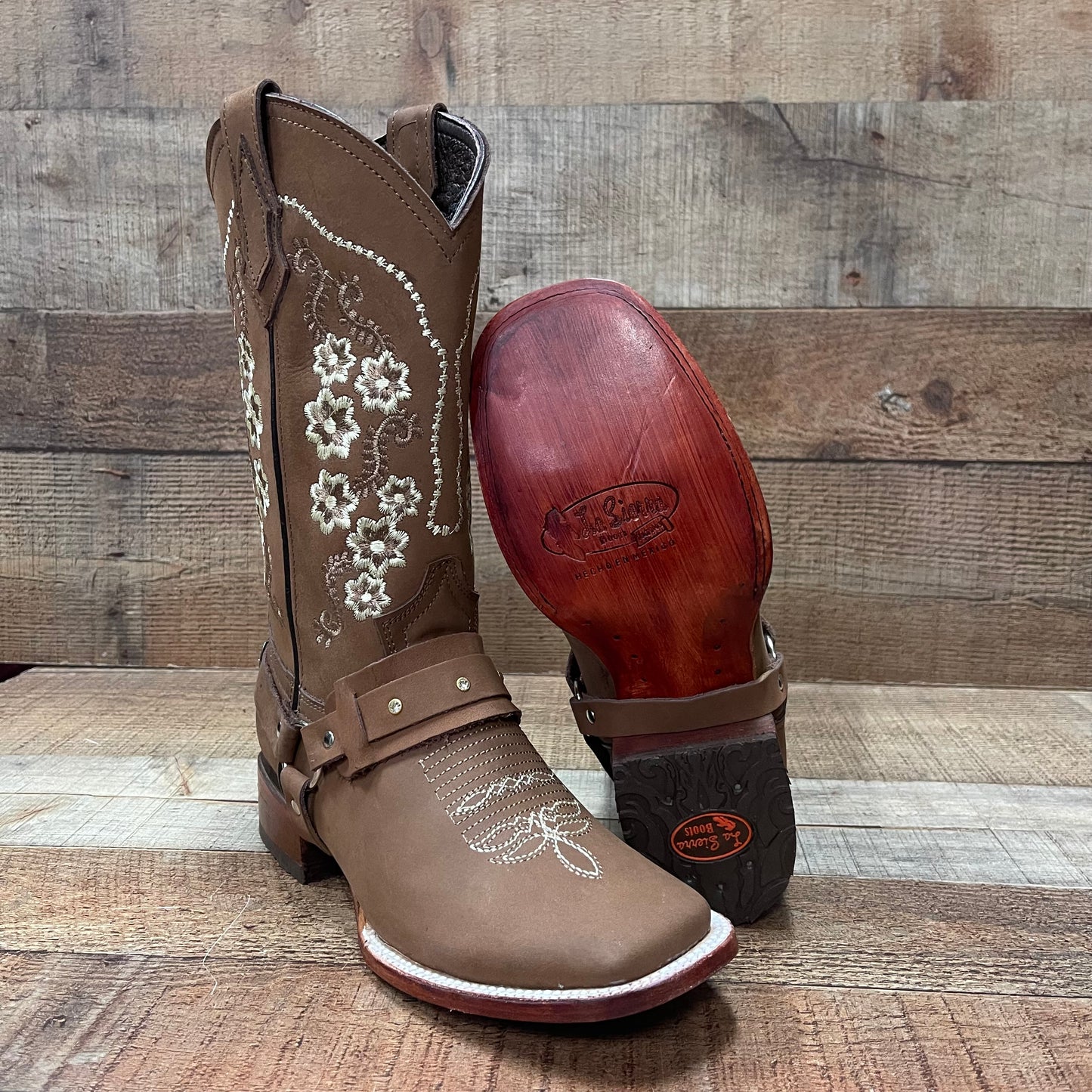 Women's Western Cowgirl Genuine Leather Boots With Detachable Harness Bota Vaquera Dama Est.100