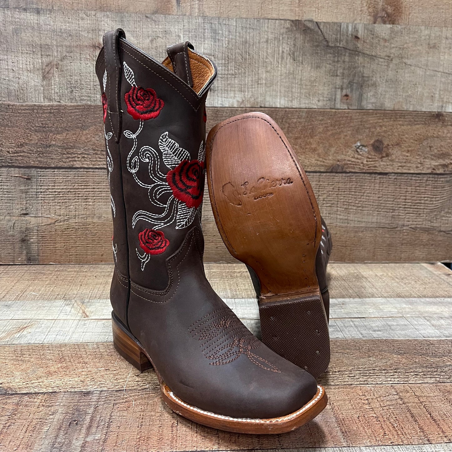 Women's Western Cowgirl Boots Cubans Heel Brown Est.953 Dama Krazy Cafe