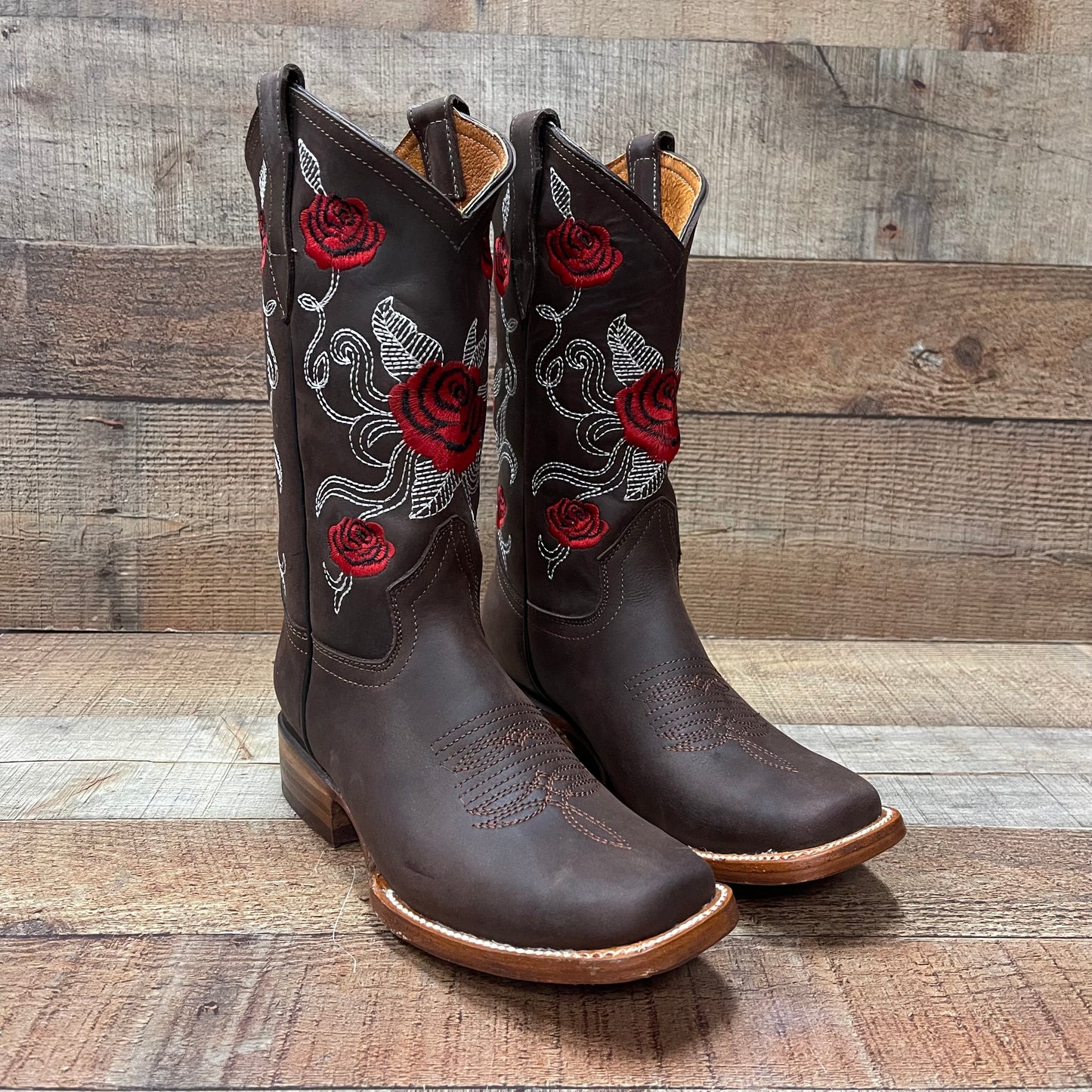 Women's Western Cowgirl Boots Cubans Heel Brown Est.953 Dama Krazy Cafe