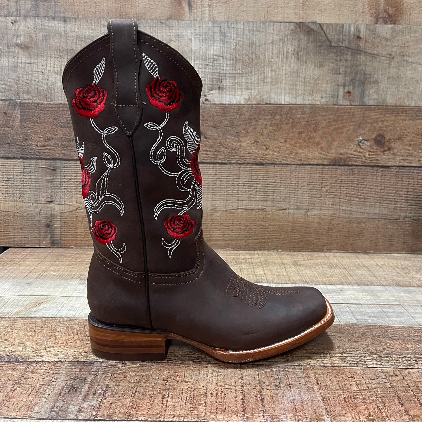 Women's Western Cowgirl Boots Cubans Heel Brown Est.953 Dama Krazy Cafe