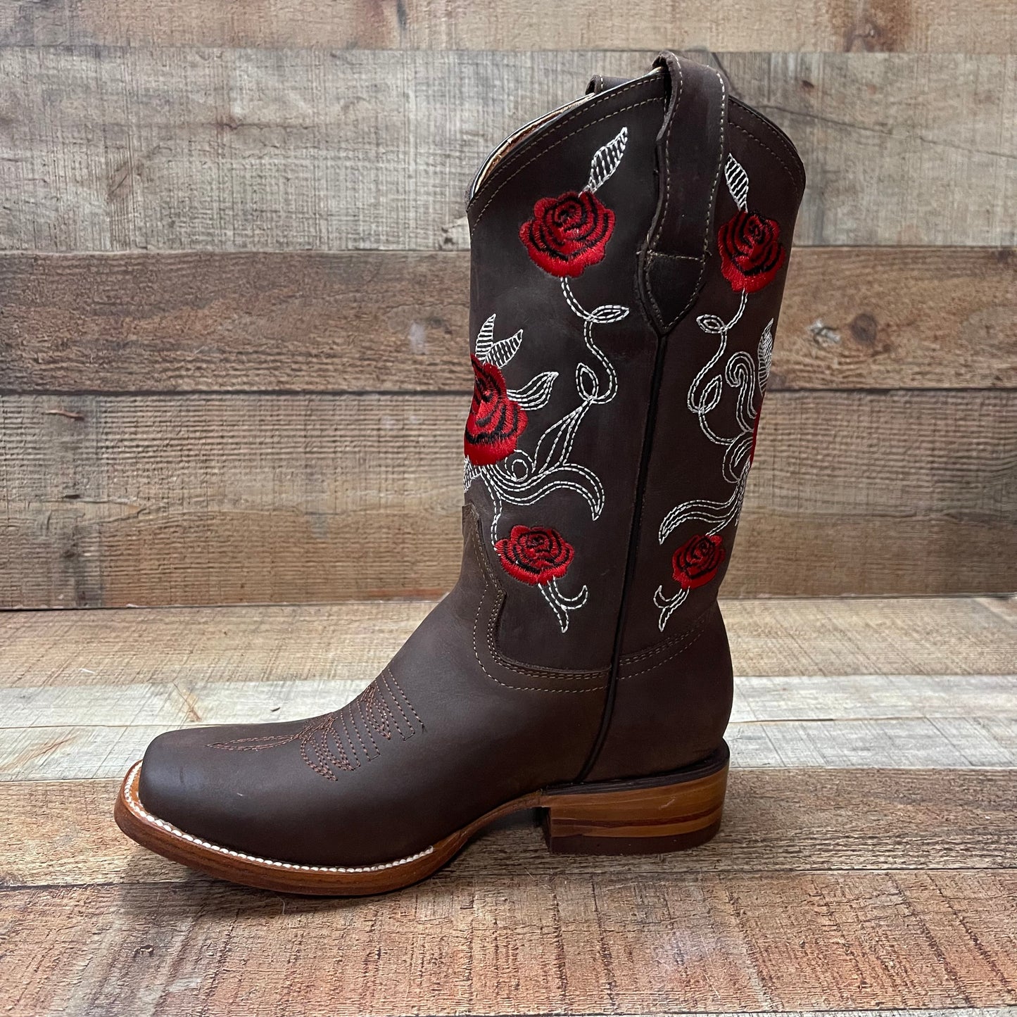 Women's Western Cowgirl Boots Cubans Heel Brown Est.953 Dama Krazy Cafe