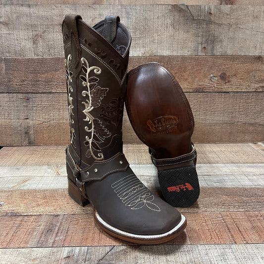 Women's Western Cowgirl Rustic Boot With Detachable Harness Bota Vaquera Dama Est.108 Krazy Arena