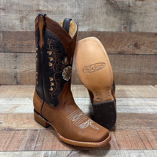 Women's Western Rodeo Square Toe Thang Leather Boots Est.702 Crazy Thang