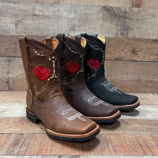 Women's Western Cowgirl Boots Genuine Leather Est.706 Rosas