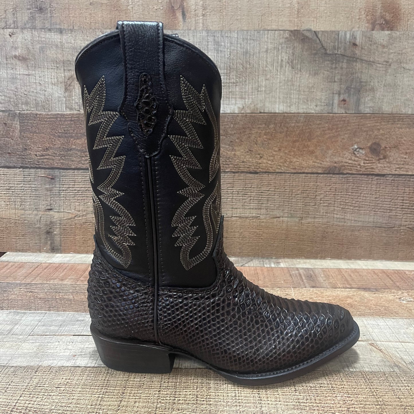 Men's Western Cowboy Pointy Boot Genuine Leather with Python Print Est.096 Piton Puntal